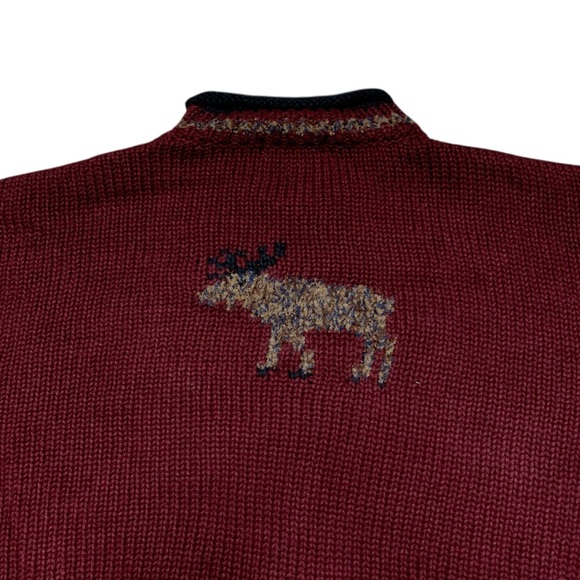 Vintage Y2K Moose Nature knit Mockneck Sweater Size XL Earth Tones Gorpcore - Picture 7 of 9